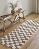 Canika Brown Washable Checkered Area Rug Canika Brown Washable Checkered Area Rug
