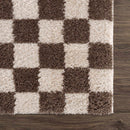 Canika Brown Washable Checkered Area Rug Canika Brown Washable Checkered Area Rug
