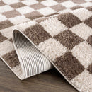 Canika Brown Washable Checkered Area Rug Canika Brown Washable Checkered Area Rug