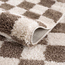 Canika Brown Washable Checkered Area Rug Canika Brown Washable Checkered Area Rug