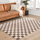 Canika Brown Washable Checkered Area Rug Canika Brown Washable Checkered Area Rug