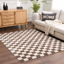 Canika Brown Washable Checkered Area Rug Canika Brown Washable Checkered Area Rug