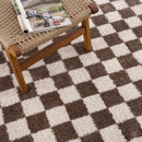Canika Brown Washable Checkered Area Rug Canika Brown Washable Checkered Area Rug
