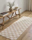 Canika Checkered Cream Washable Area Rug Canika Checkered Cream Washable Area Rug