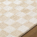 Canika Checkered Cream Washable Area Rug Canika Checkered Cream Washable Area Rug