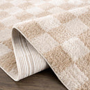 Canika Checkered Cream Washable Area Rug Canika Checkered Cream Washable Area Rug