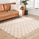 Canika Checkered Cream Washable Area Rug Canika Checkered Cream Washable Area Rug