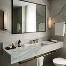 Calacatta Olivia Marble Sink Wall-mount Bathroom Sink with 8" Backsplash (W)16" (L)60" (H)8" Calacatta Olivia Marble Sink Wall-mount Bathroom Sink with 8" Backsplash (W)16" (L)60" (H)8"