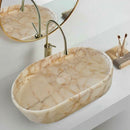 Calacatta Gold Marble Above-Vanity Oval Curved Sink Polished (W)16" (L)24" (H)5" Calacatta Gold Marble Above-Vanity Oval Curved Sink Polished (W)16" (L)24" (H)5"