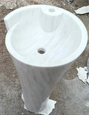 Carrara White Marble Stand-alone Designer Pedestal Bathroom Sink (W)16.5" (L)16.5" (H)36" Carrara White Marble Stand-alone Designer Pedestal Bathroom Sink (W)16.5" (L)16.5" (H)36"