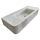 Carrara White Marble Wall-mount Bathroom Vanity Ribbed Textured Front (W)16" (L)38" (H)6" Carrara White Marble Wall-mount Bathroom Vanity Ribbed Textured Front (W)16" (L)38" (H)6"