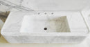 Carrara White Marble Wall-mount Bathroom Vanity Ribbed Textured Front (W)16" (L)38" (H)6" Carrara White Marble Wall-mount Bathroom Vanity Ribbed Textured Front (W)16" (L)38" (H)6"