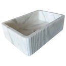 Carrara White Marble Wall-mount Bathroom Sink Ribbed Textured (W)16" (W)24" (H)6" Carrara White Marble Wall-mount Bathroom Sink Ribbed Textured (W)16" (W)24" (H)6"