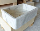Carrara White Marble Wall-mount Bathroom Sink Ribbed Textured (W)16" (W)24" (H)6" Carrara White Marble Wall-mount Bathroom Sink Ribbed Textured (W)16" (W)24" (H)6"