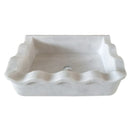Carrara White Marble Rectangular Wall-mount Wavy Edges Bathroom Sink (W)16" (L)24" (H)6" Carrara White Marble Rectangular Wall-mount Wavy Edges Bathroom Sink (W)16" (L)24" (H)6"