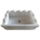 Carrara White Marble Rectangular Wall-mount Wavy Edges Bathroom Sink (W)16" (L)24" (H)6" Carrara White Marble Rectangular Wall-mount Wavy Edges Bathroom Sink (W)16" (L)24" (H)6"