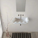 Carrara White Marble Rectangular Wall-mount Wavy Edges Bathroom Sink (W)16" (L)24" (H)6" Carrara White Marble Rectangular Wall-mount Wavy Edges Bathroom Sink (W)16" (L)24" (H)6"