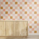 Artisan Checkered Wallpaper - Warm Terracotta and Mustard Tones Artisan Checkered Wallpaper - Warm Terracotta and Mustard Tones