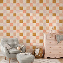 Artisan Checkered Wallpaper - Warm Terracotta and Mustard Tones Artisan Checkered Wallpaper - Warm Terracotta and Mustard Tones