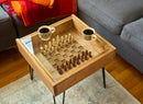 Rustic Chess and Checkers Table with removable glass top - chess and checkers pieces included Rustic Chess and Checkers Table with removable glass top - chess and checkers pieces included