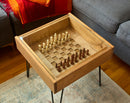 Rustic Chess and Checkers Table with removable glass top - chess and checkers pieces included Rustic Chess and Checkers Table with removable glass top - chess and checkers pieces included