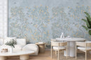 Blue Chinoiserie Wallpaper with Hand Painted Birds & Blossoms - Wall Mural Blue Chinoiserie Wallpaper with Hand Painted Birds & Blossoms - Wall Mural