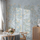 Blue Chinoiserie Wallpaper with Hand Painted Birds & Blossoms - Wall Mural Blue Chinoiserie Wallpaper with Hand Painted Birds & Blossoms - Wall Mural