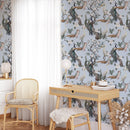 Chinoiserie Peacock Pattern on Blue Background Wallpaper Chinoiserie Peacock Pattern on Blue Background Wallpaper