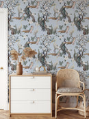 Chinoiserie Peacock Pattern on Blue Background Wallpaper Chinoiserie Peacock Pattern on Blue Background Wallpaper