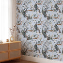 Chinoiserie Peacock Pattern on Blue Background Wallpaper Chinoiserie Peacock Pattern on Blue Background Wallpaper