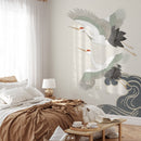 Crane Wallpaper - Ocean Waves Wallpaper - Removable Wallpaper Mural Crane Wallpaper - Ocean Waves Wallpaper - Removable Wallpaper Mural