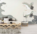Crane Wallpaper - Ocean Waves Wallpaper - Removable Wallpaper Mural Crane Wallpaper - Ocean Waves Wallpaper - Removable Wallpaper Mural