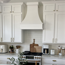 White Wood Range Hood With Curved Front and Decorative Trim - 30" 36" 42" 48" 54" and 60" Widths Available White Wood Range Hood With Curved Front and Decorative Trim - 30" 36" 42" 48" 54" and 60" Widths Available