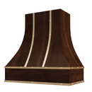Espresso Range Hood With Curved Front, Brass Strapping and Buttons - 30", 36", 42", 48", 54" and 60" Widths Available Espresso Range Hood With Curved Front, Brass Strapping and Buttons - 30", 36", 42", 48", 54" and 60" Widths Available