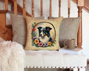Border Collie and Flowers Throw Pillow - 14x14 Decorative Pillow β Art for Your Home & Patio Border Collie and Flowers Throw Pillow - 14x14 Decorative Pillow β Art for Your Home & Patio