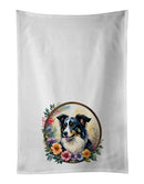 Border Collie and Flowers Kitchen Towel Set of 2 Border Collie and Flowers Kitchen Towel Set of 2