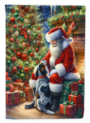 Bluetick Hound and Santa Claus House Flag Bluetick Hound and Santa Claus House Flag