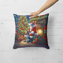 Bluetick Hound and Santa Claus Throw Pillow Bluetick Hound and Santa Claus Throw Pillow