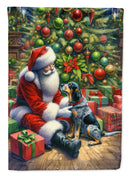 Bluetick Hound and Santa Claus House Flag Bluetick Hound and Santa Claus House Flag
