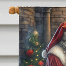 Border Collie and Santa Claus House Flag Border Collie and Santa Claus House Flag