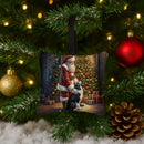Border Collie and Santa Claus Hanging Square Fabric Ornament 3.5 × 3.5 Border Collie and Santa Claus Hanging Square Fabric Ornament 3.5 × 3.5