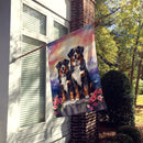 Bernese Mountain Dog Two Hearts House Flag Bernese Mountain Dog Two Hearts House Flag