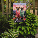 Boxer Two Hearts Garden Flag β  Romantic Dog Pair with Sunset & Mountain Background Boxer Two Hearts Garden Flag β  Romantic Dog Pair with Sunset & Mountain Background
