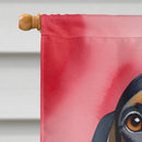 Black and Tan Coonhound My Valentine House Flag Black and Tan Coonhound My Valentine House Flag