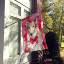 Borzoi My Valentine House Flag Borzoi My Valentine House Flag