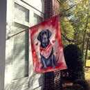 Black Labrador Retriever My Valentine House Flag Black Labrador Retriever My Valentine House Flag
