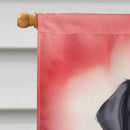 Black Labrador Retriever My Valentine House Flag Black Labrador Retriever My Valentine House Flag