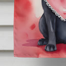Black Labrador Retriever My Valentine House Flag Black Labrador Retriever My Valentine House Flag
