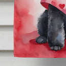 Black Poodle My Valentine House Flag Black Poodle My Valentine House Flag