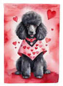 Black Poodle My Valentine House Flag Black Poodle My Valentine House Flag